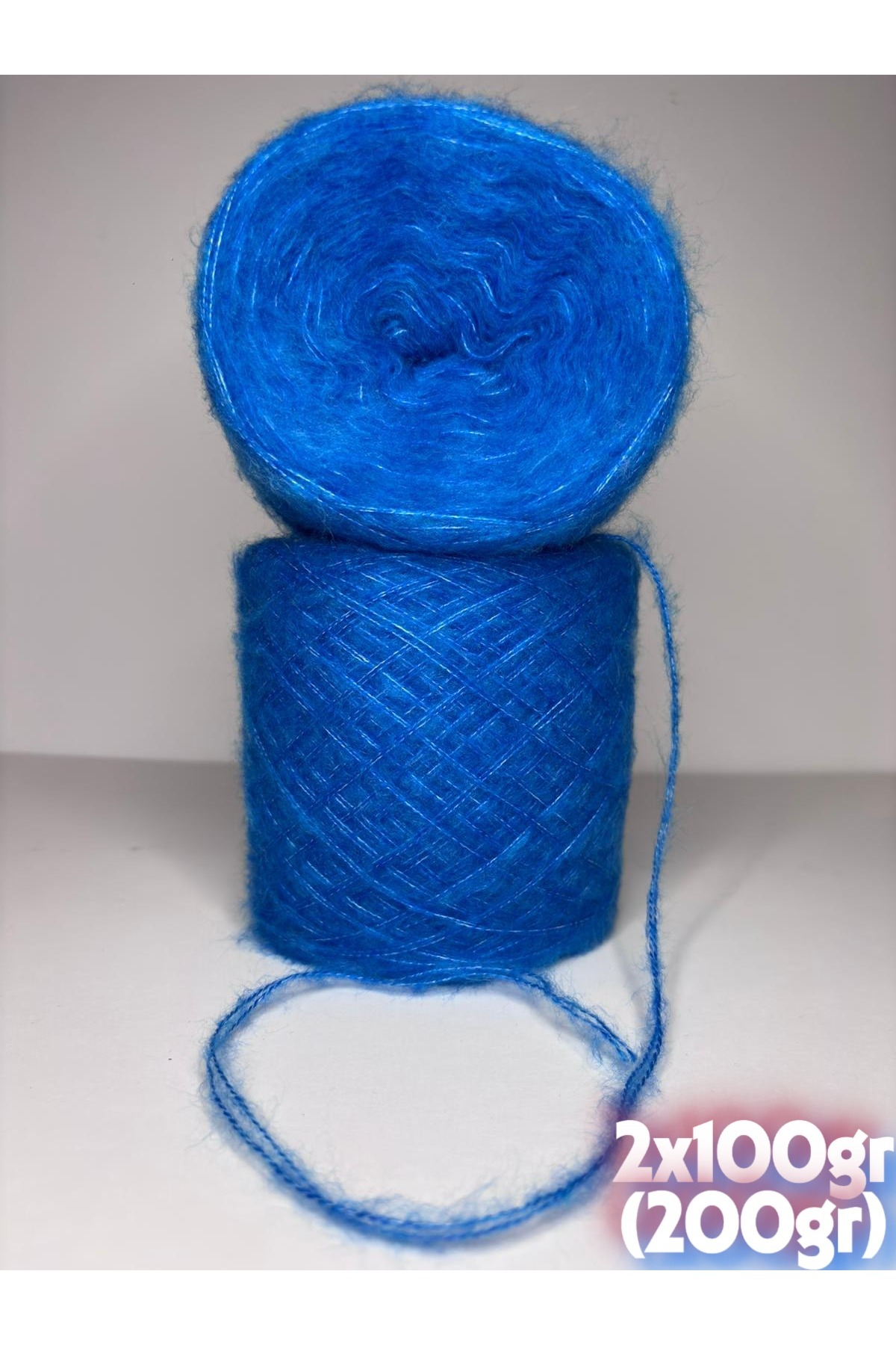 Sky blue (2 ply wrap) feathered fine moher braid rope 200gr