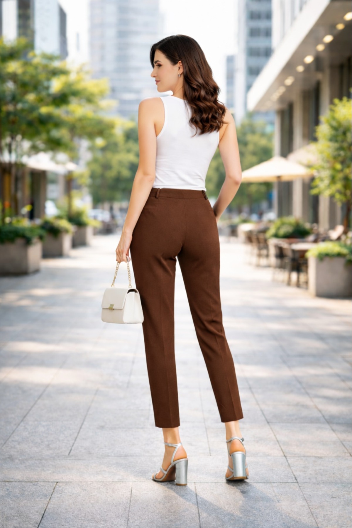 BEHLIVE  Kadın Yüksek Bel Pileli Dar Paça Havuç Pantolon - Görsel 4