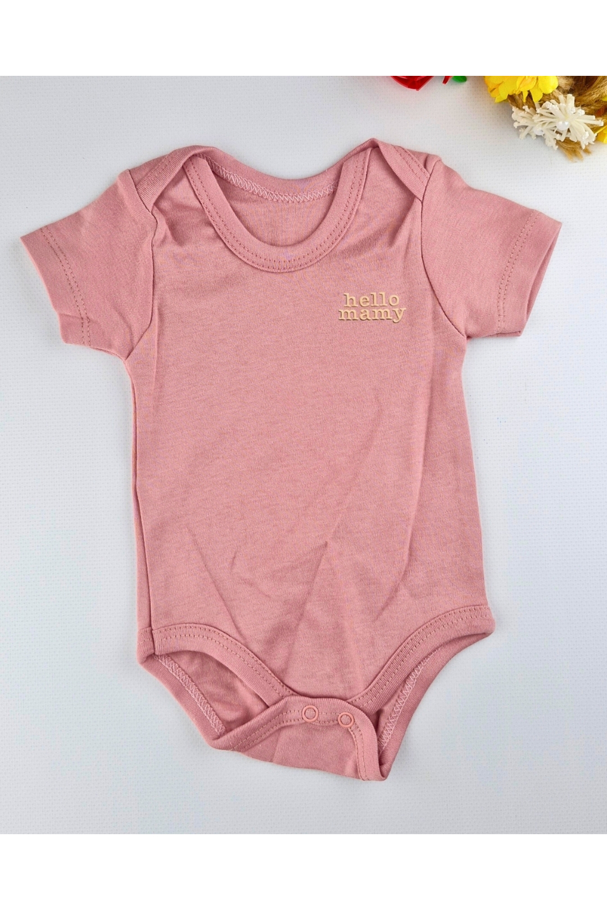 Asliva fashion 3'lü Set - Nakışlı Pembe Body, Kalpli Ayaklı Tulum ve Kulaklı Şapka Takımı fotoğrafı 7 (önizleme)