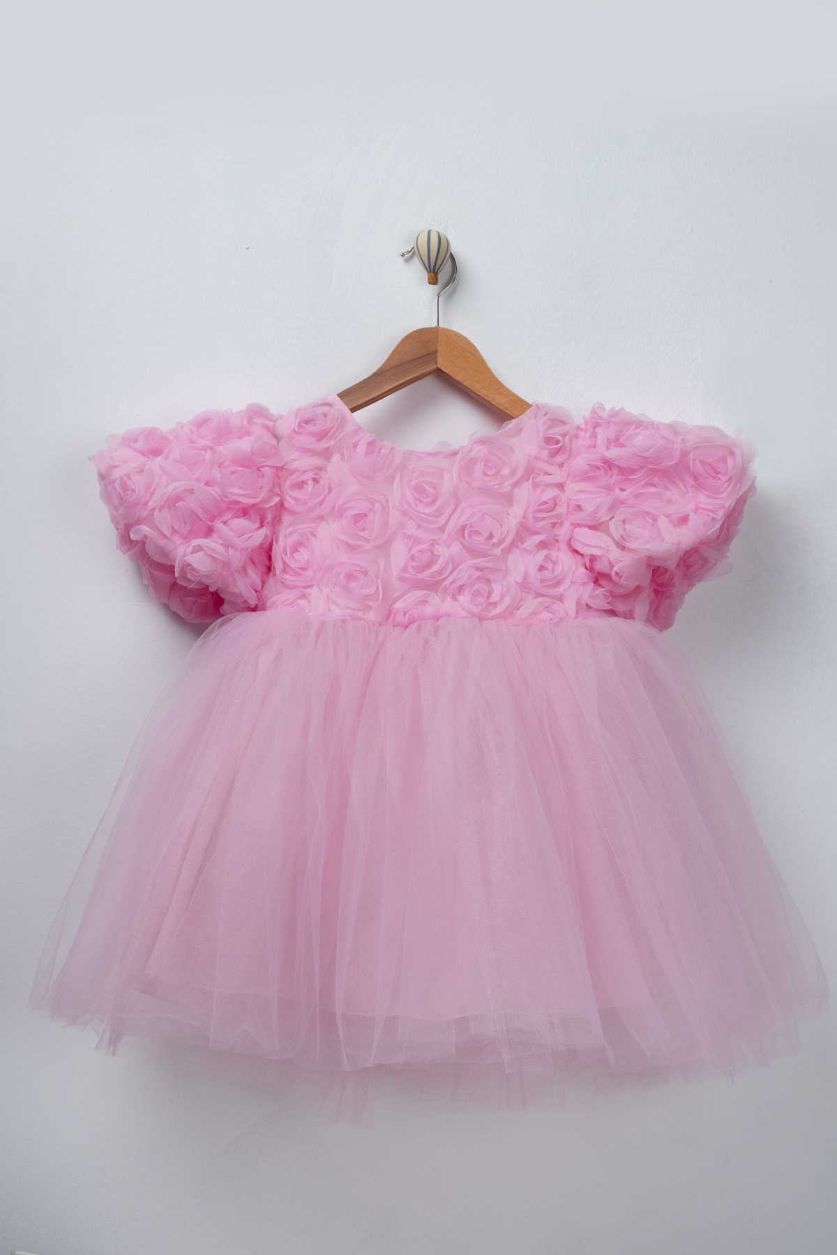 FURYATEX Kız Çocuk Çiçekli Tül Prenses Elbise – 3D Gül Aplikeli Doğum Günü Özel Gün Parti Elbisesi fotoğrafı 6 (önizleme)