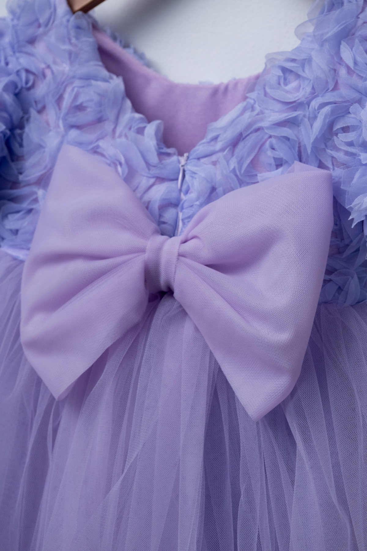 FURYATEX Kız Çocuk Çiçekli Tül Prenses Elbise – 3D Gül Aplikeli Doğum Günü Özel Gün Parti Elbisesi fotoğrafı 4 (önizleme)