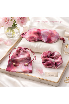 MagicPink Velvet Night Silk Blush Mini Night Set – İpek Uyku Göz Bandı Toka v...
