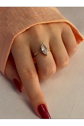 Nilly Jewelry Markiz Dikey Kesim Taş Yüzük