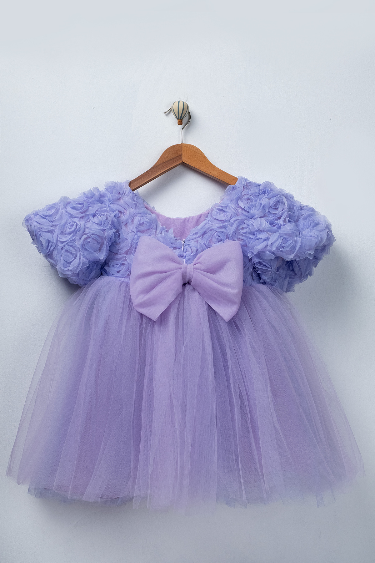 FURYATEX Kız Çocuk Çiçekli Tül Prenses Elbise – 3D Gül Aplikeli Doğum Günü Özel Gün Parti Elbisesi fotoğrafı 5 (önizleme)