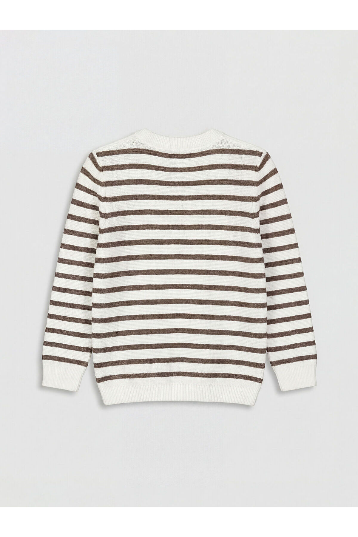 LC Waikiki M&B Collection Kahverengi Bisiklet Yaka Çizgili Erkek Çocuk Triko Kazak fotoğrafı 2 (önizleme)