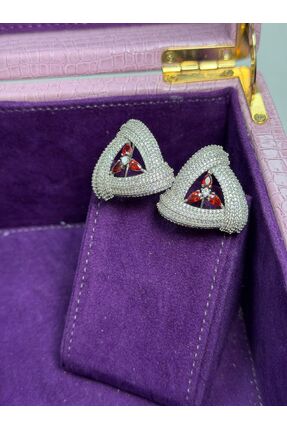 rive.jewelry Premium Kırmızı Zirkon Taşlı Işıltılı Küpe