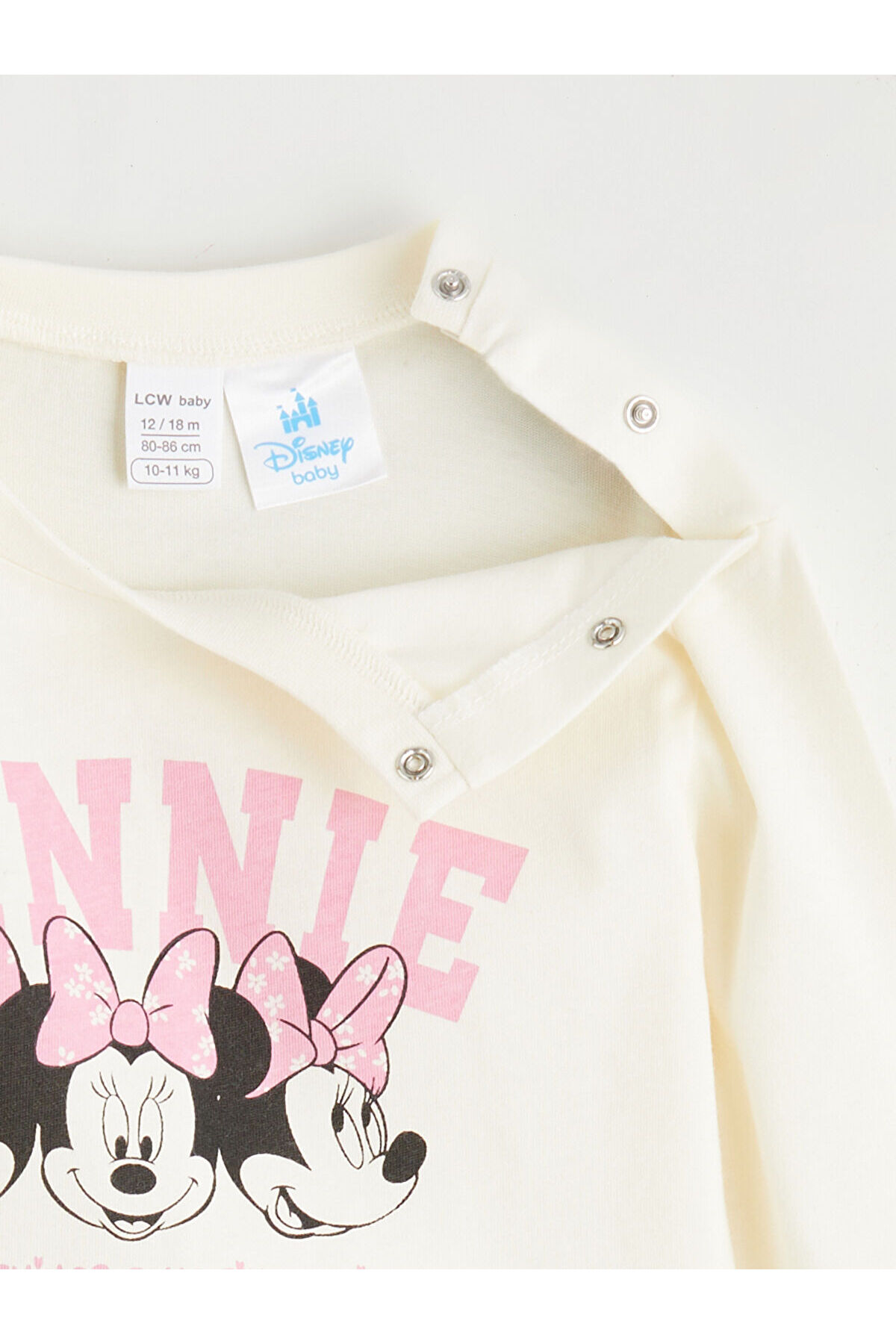 LC Waikiki Meral Collection Ekru Minnie Mouse Baskılı Kız Bebek Tişört ve Tayt fotoğrafı 4 (önizleme)