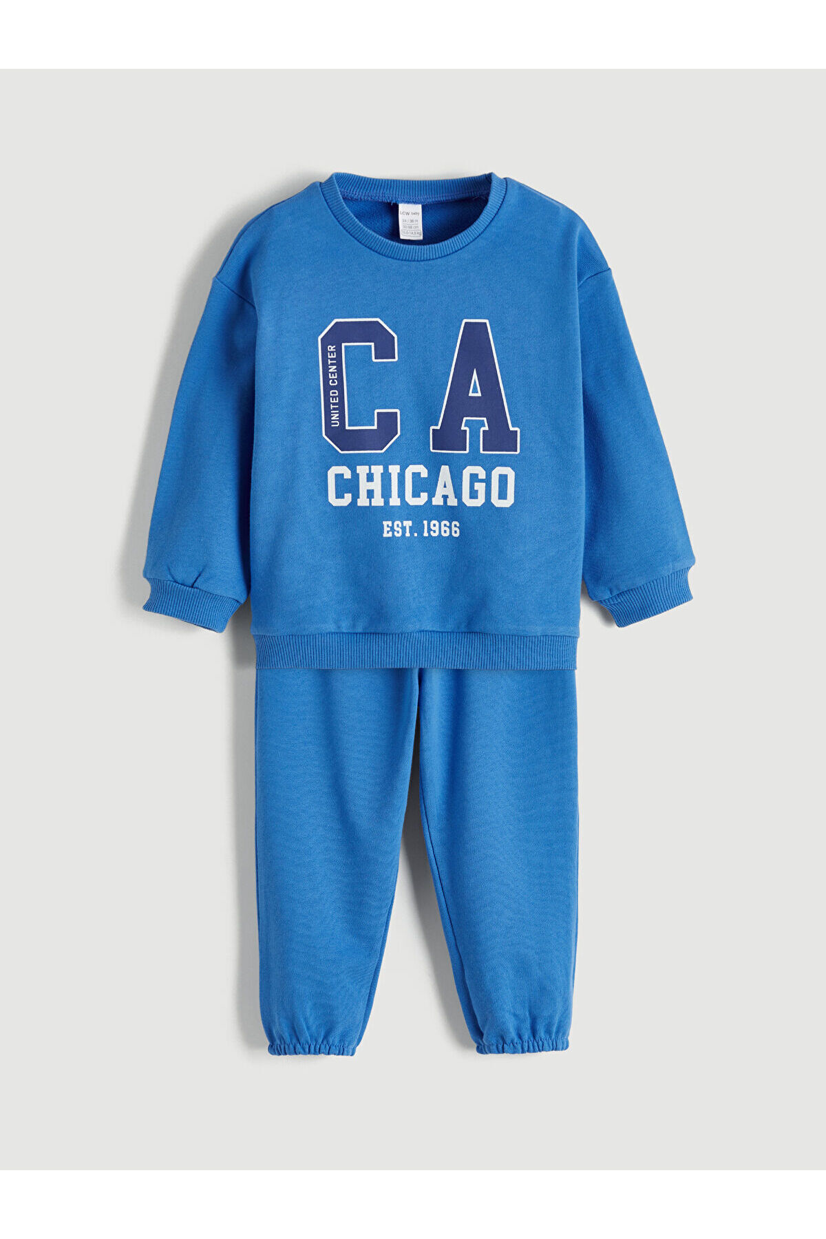 LC Waikiki Nevaa Collection Mavi Chicago Baskılı Erkek Bebek Eşofman Takım fotoğrafı 2 (önizleme)