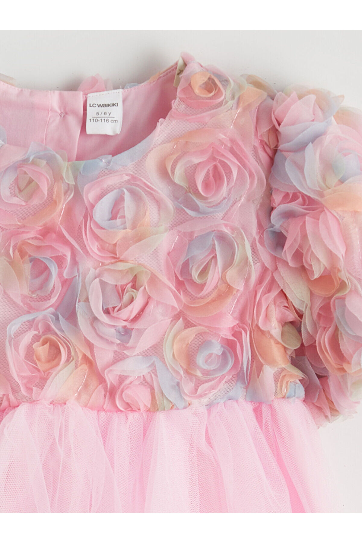 LC Waikiki M&B Collection Pembe Çiçekli Kız Çocuk Tütü Elbise fotoğrafı 3 (önizleme)