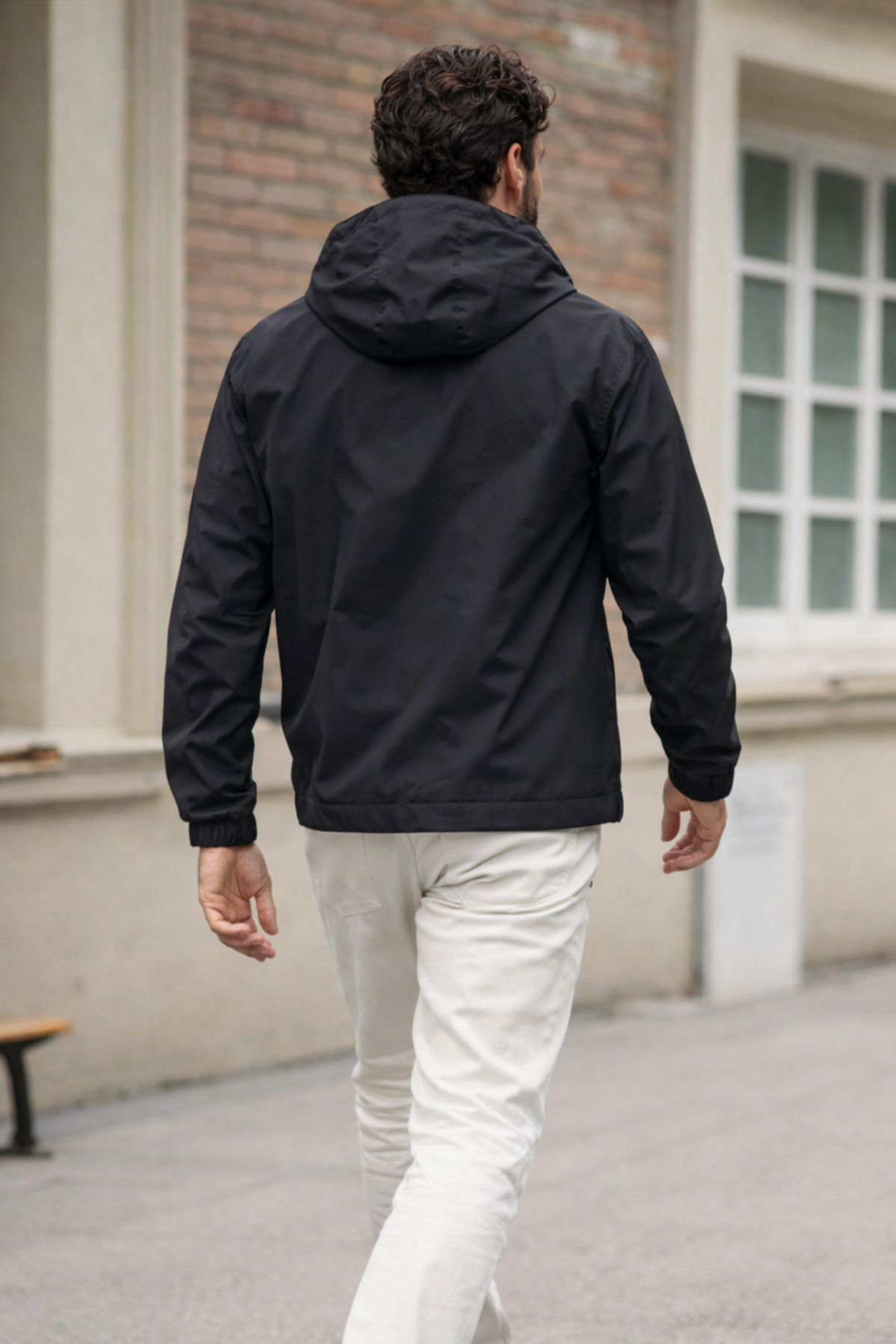 DAMGA JEANS  Erkek Trend Siyah Fermuarlı Yağmurluk - Görsel 7