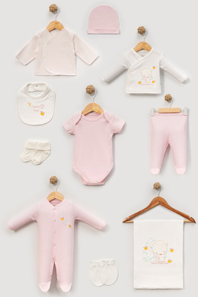 Yumilio Happy Days Özel Dokulu Ayıcık Nakışlı 10 Parça Bebek Hastane Çıkış Seti