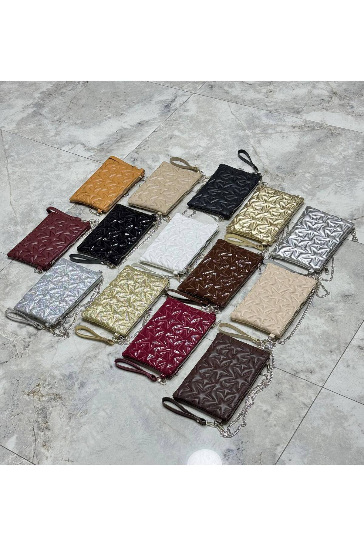 MyleeButik Yıldız Nakışlı Star Kadın Kapitone Portföy El Çantası & Clutch görsel 4