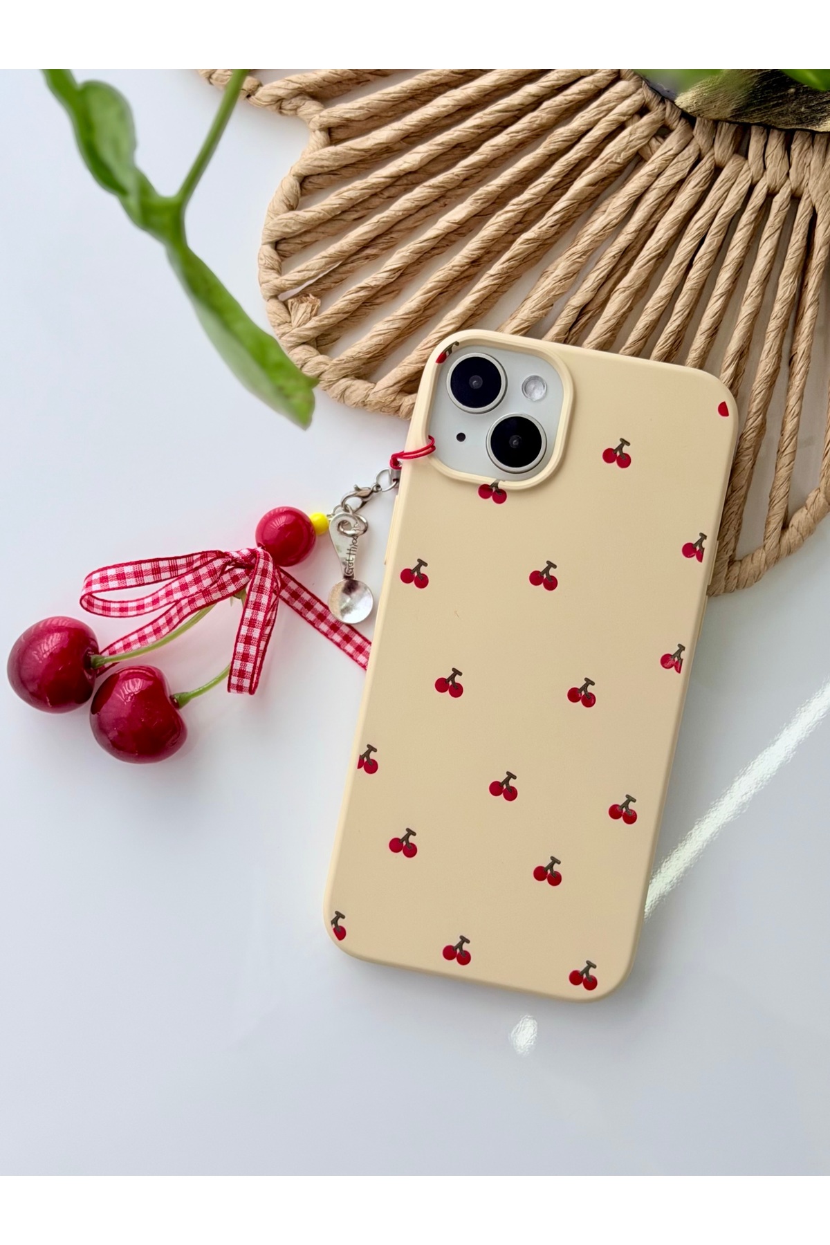 Iphone 14 Plus And 15 Plus Compatible Charm Cherry Design Silicone Case
