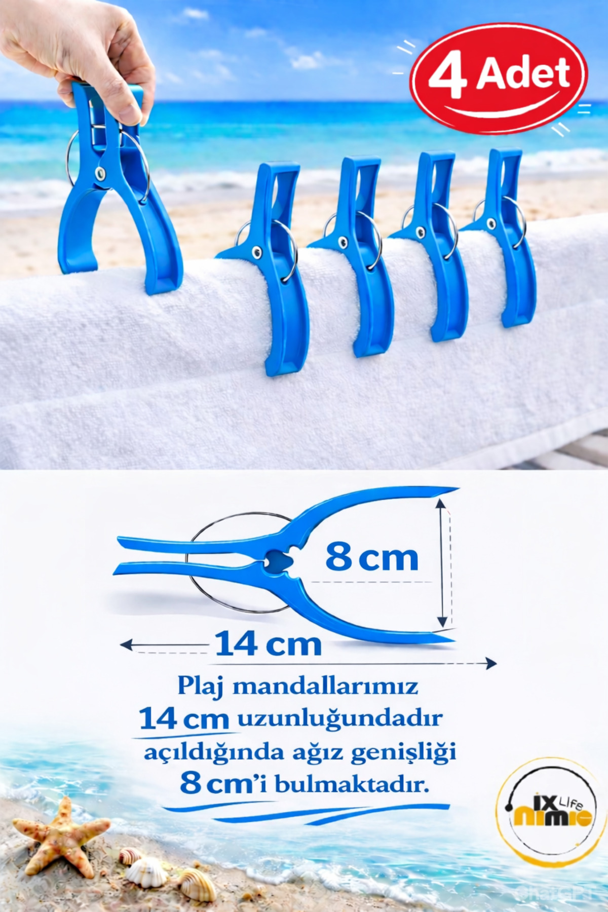 MixmioLife Havlu Mandalı 14cm XXL Havlu Tutucu Mandal Güçlü