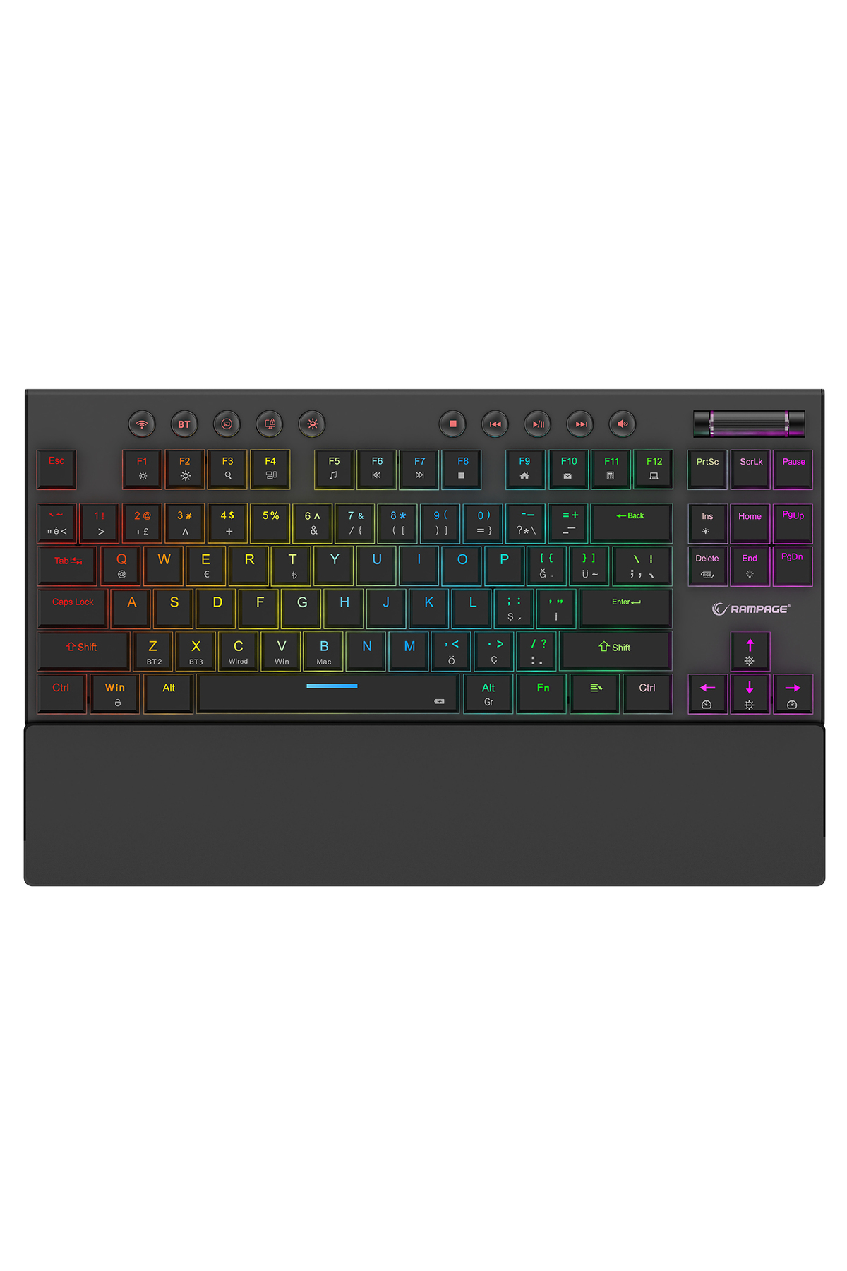 Rampage TKL 2.4Ghz+Bluetooth Kablosuz Slim Low Profile RGB Mekanik
