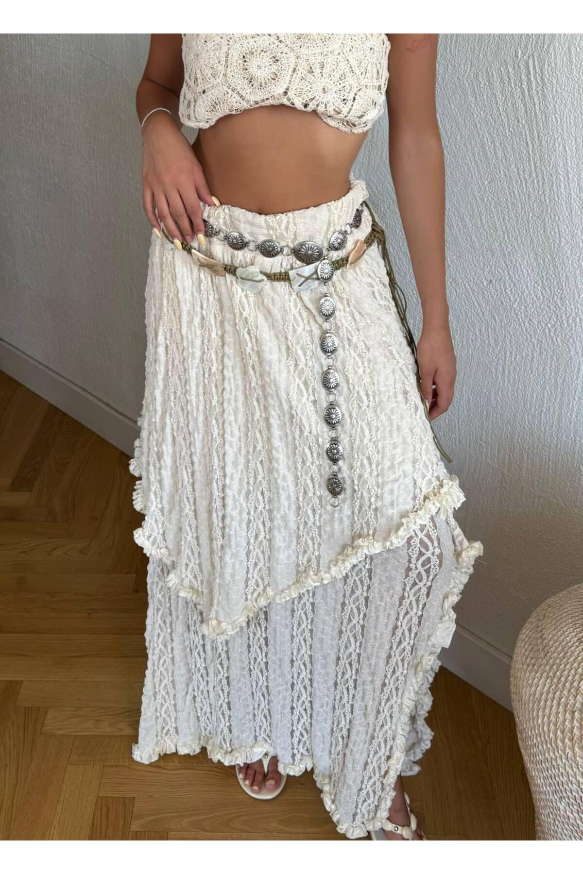 TOFAN TRİKO  BOHEM KAT KAT UZUN ETEK - Görsel 2