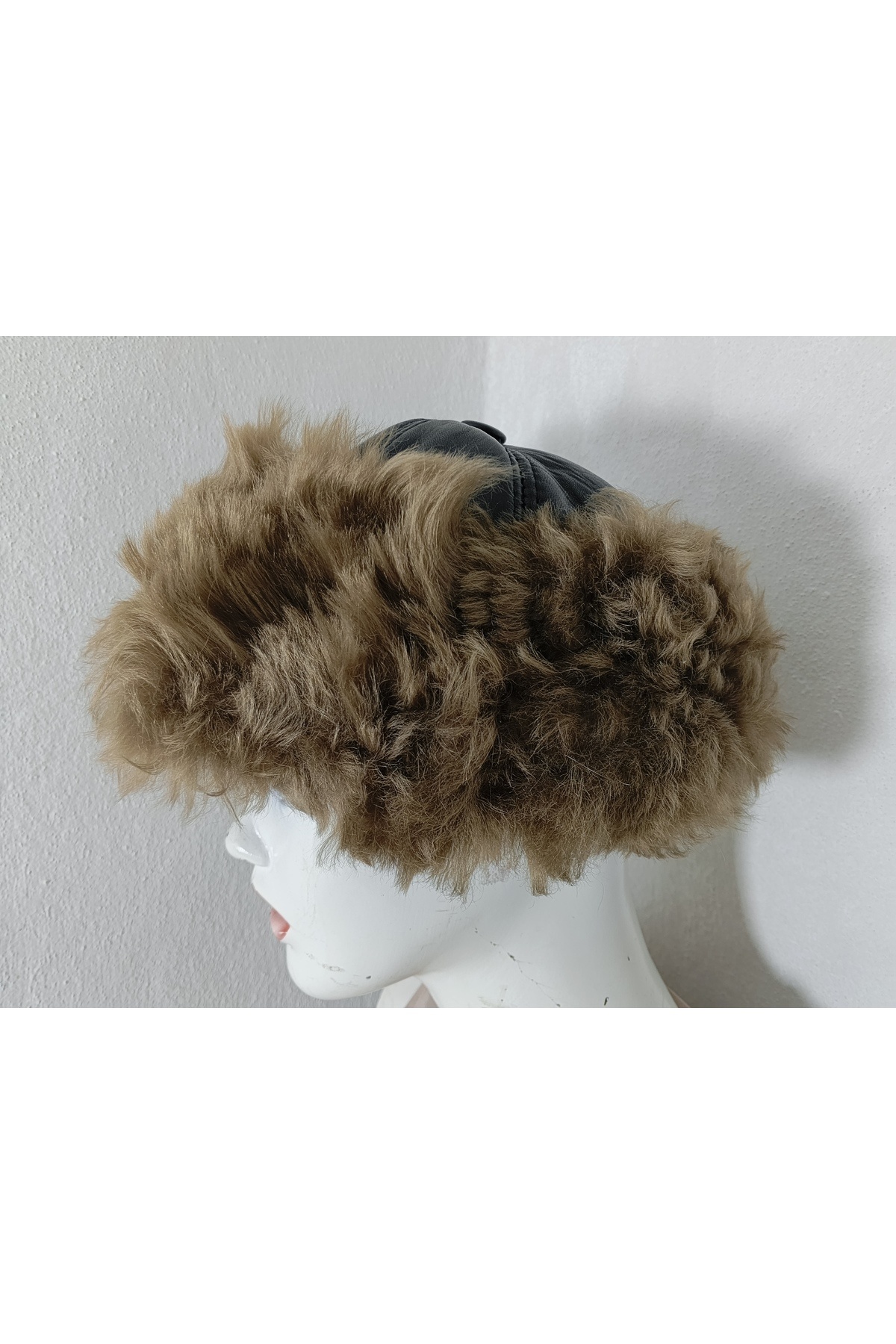 hoaryage Unisex Toskanalı Uzun Kurt Rengi Tüylü içi Koyun Kürklü Börk, Şapka, Bere, Ormancı görsel 3