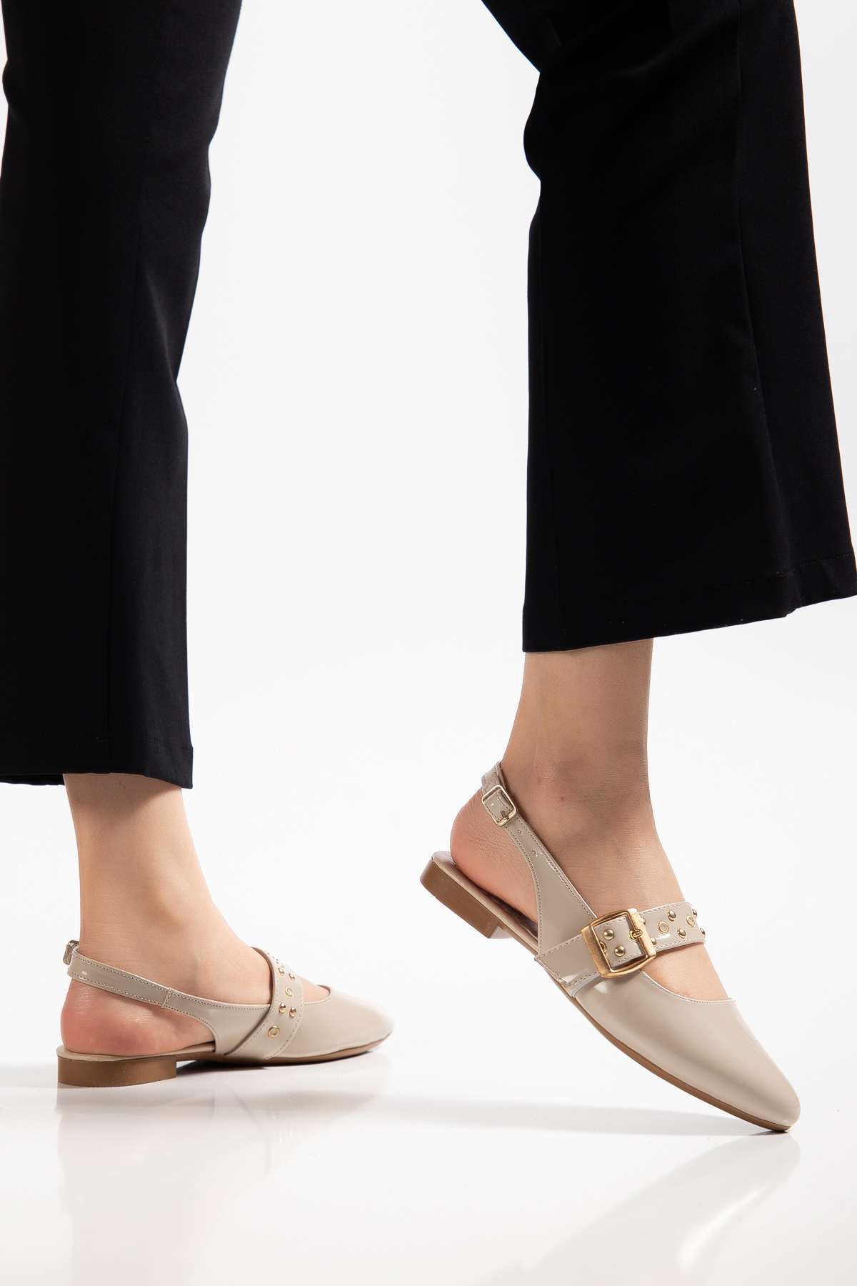 Hale Shoes  Kadın günlük babet Kalın baretlı tokalı şık ve rahat kod-1003 - Görsel 2