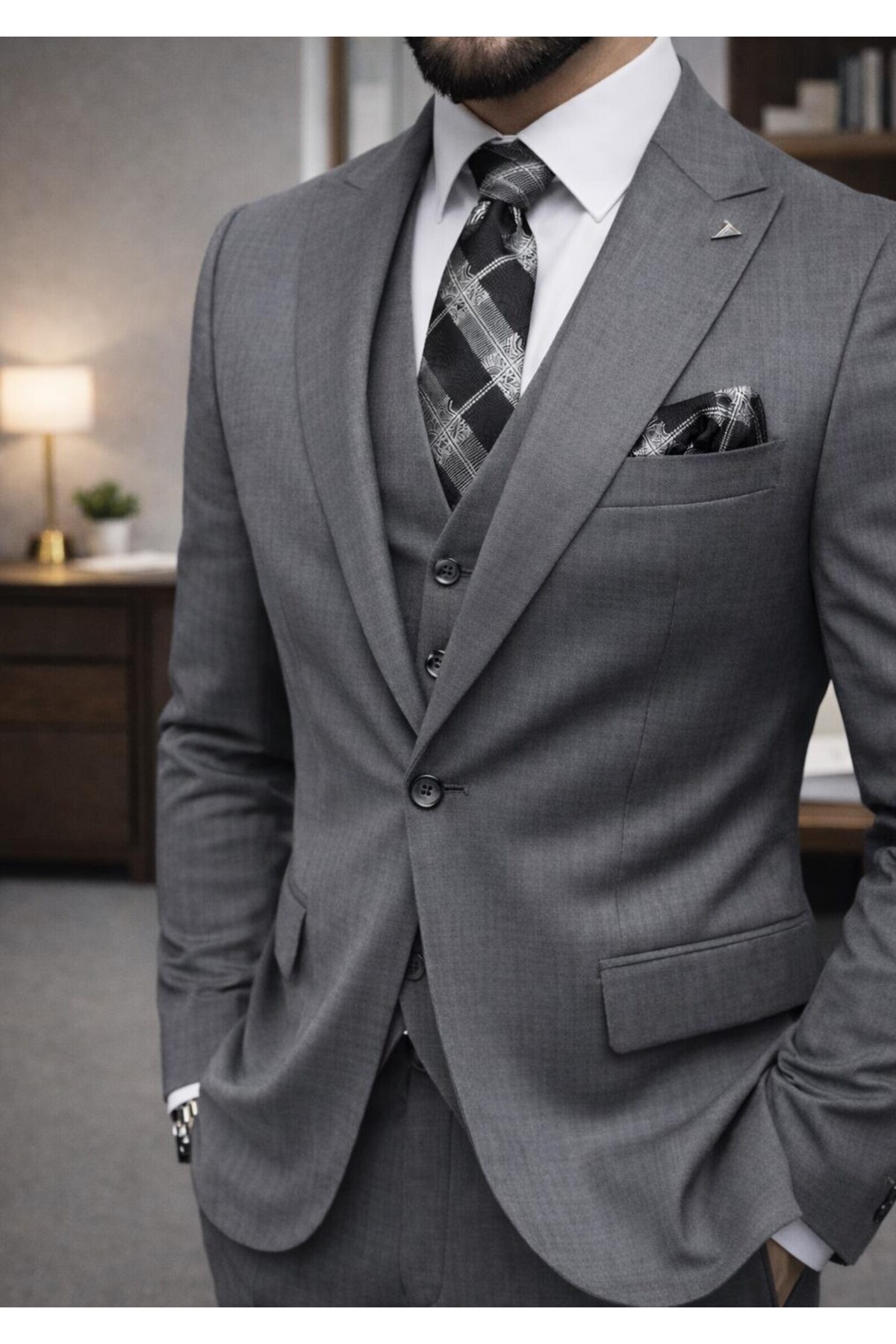 MASSARO Slimfit Yelekli Takım Elbise