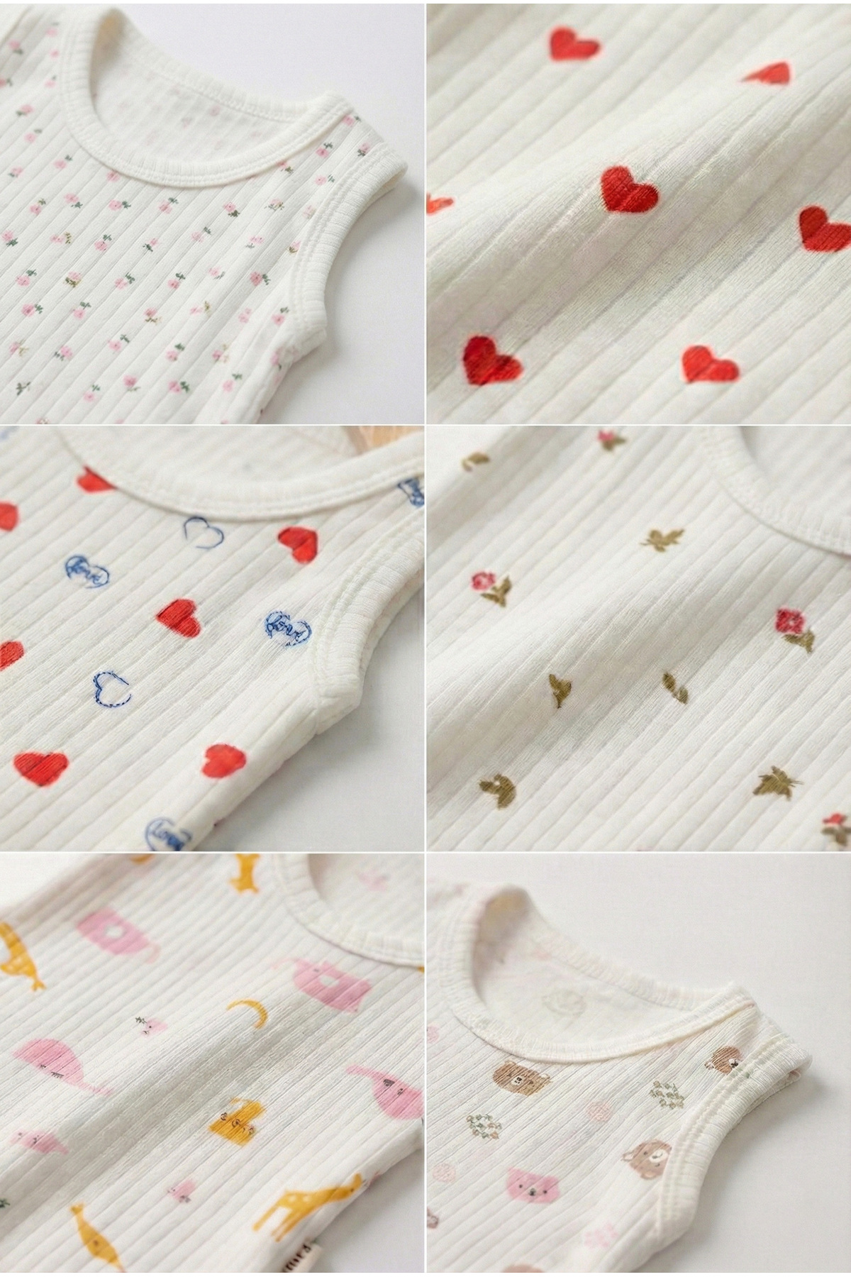 Noone 6'lı Çok Desenli Fitilli Pamuklu Bebek Askılı Badi Seti Atlet Zıbın fotoğrafı 6 (önizleme)