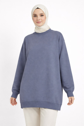 PIOVE Uzun Kollu Basic Tunik – Black Modest