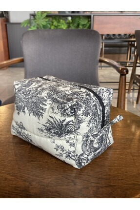 HAPPYTAİLOR Siyah Dijital Baskılı Makyaj Çantası - Orta Boy