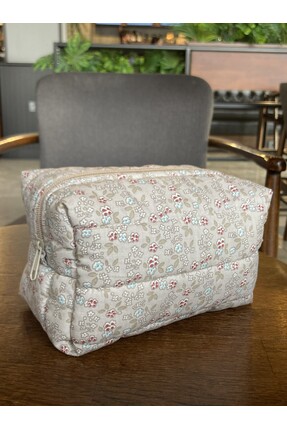 HAPPYTAİLOR Mor Papatya Desenli Makyaj Çantası - Orta Boy