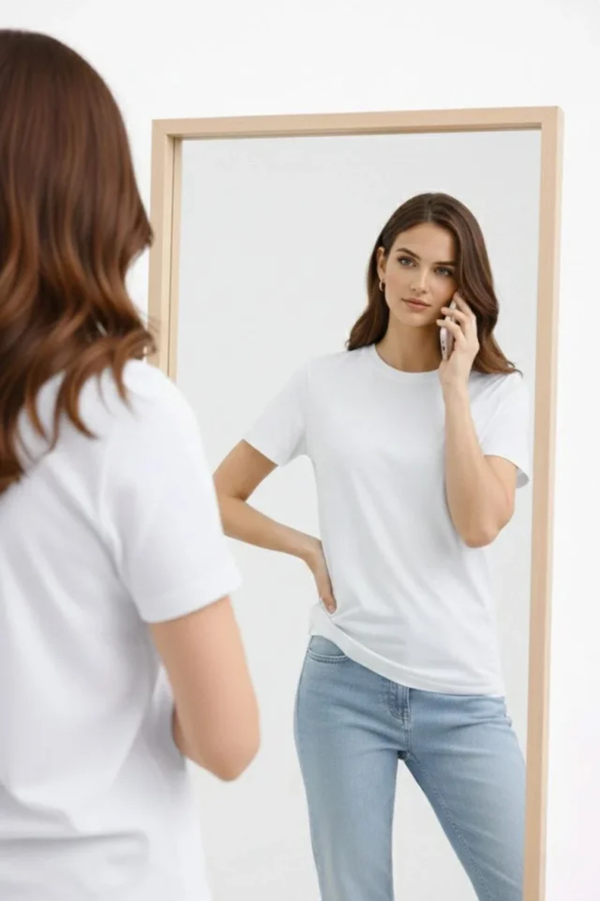Bisiklet Yaka Tişört Regular Kalıp Basic Pamuklu Günlük Kullanım T-shirt - Beyaz alternatif görünüm