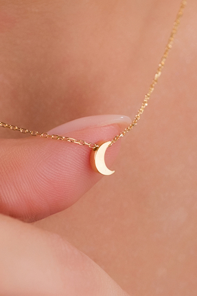 Uzel Takı Sanat 925 Ayar Ay Şeklinde Kadın Gümüş Kolye