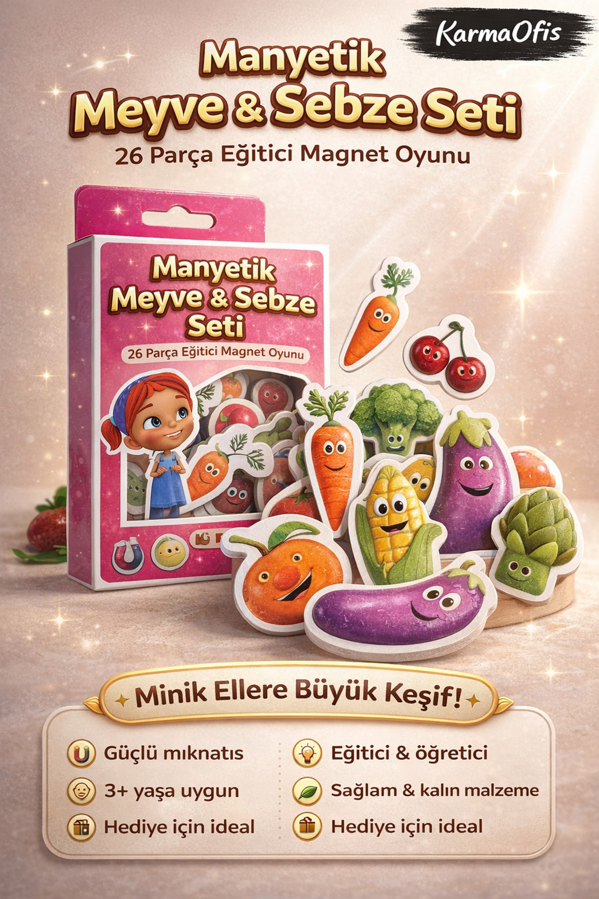 KarmaOfis Elif'in Düşleri Manyetik Magnet Seti 26 Parça – Eğitici