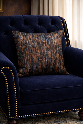 Lena Maison Haliç Kırlent Kılıfı Kiremit-Mavi Çizgili 47x47 cm