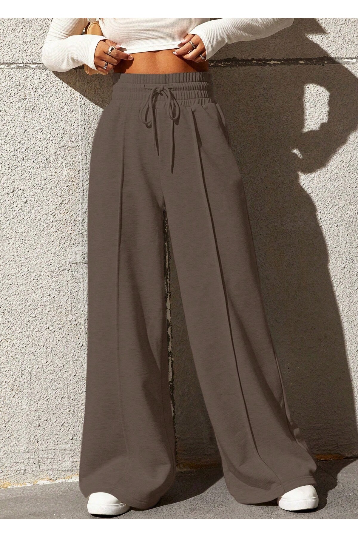 Sun Victoria Ženske širokogabaritne trenerke sa visokim strukom i prugama