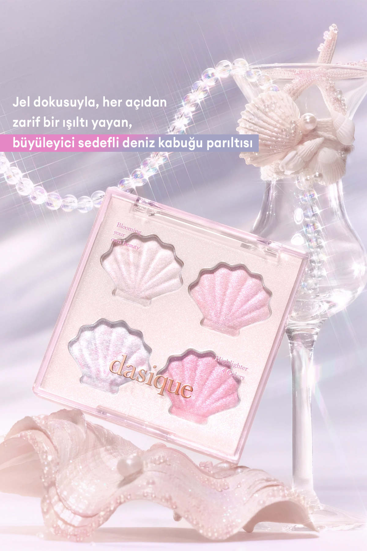پالت هایلایتر Shine Glowy شماره 01 Twinkle Mermaid - هایلایتر ژلی با درخشندگی چند بعدی — صورتی 9039 — تصویر 8 از 9