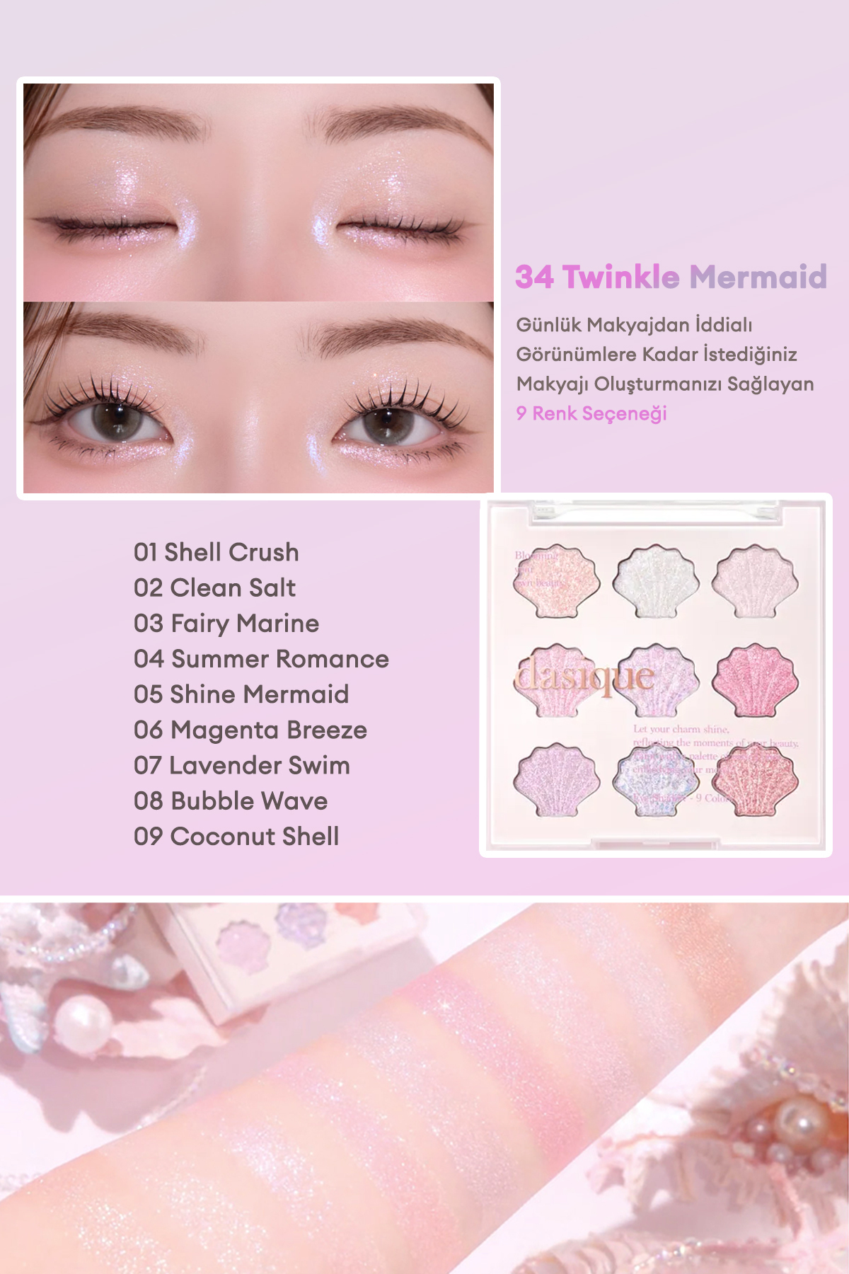 پالت سایه (شماره 34 Twinkle Mermaid) با ارائه گزینه‌های رنگی بسیار درخشان — صورتی 111647 — تصویر 3 از 9