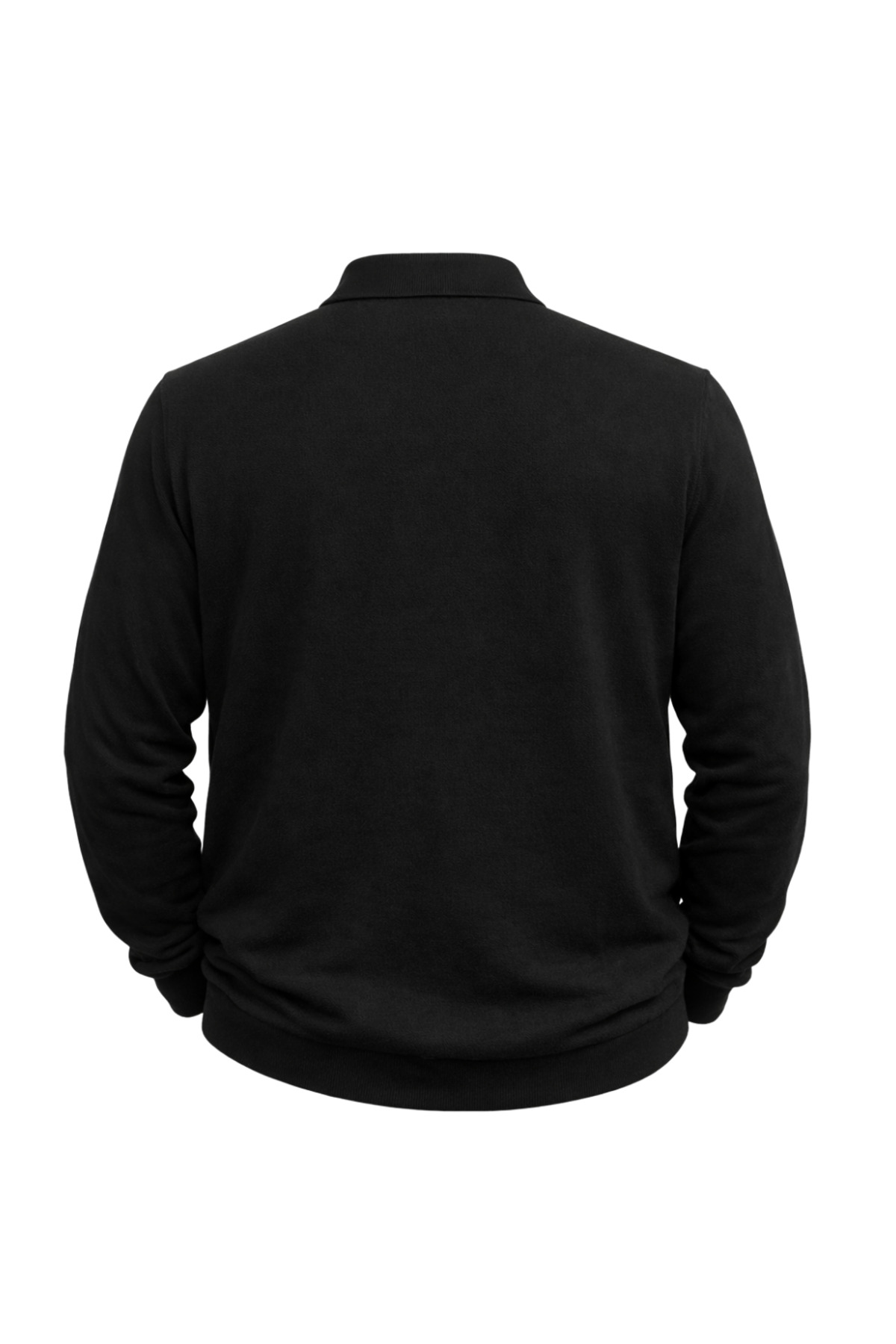 BattalModa Erkek Büyük Beden Siyah Polo Yaka Çizgili Fermuarlı Triko Kazak 3XL-4XL-5XL-6XL görsel 5