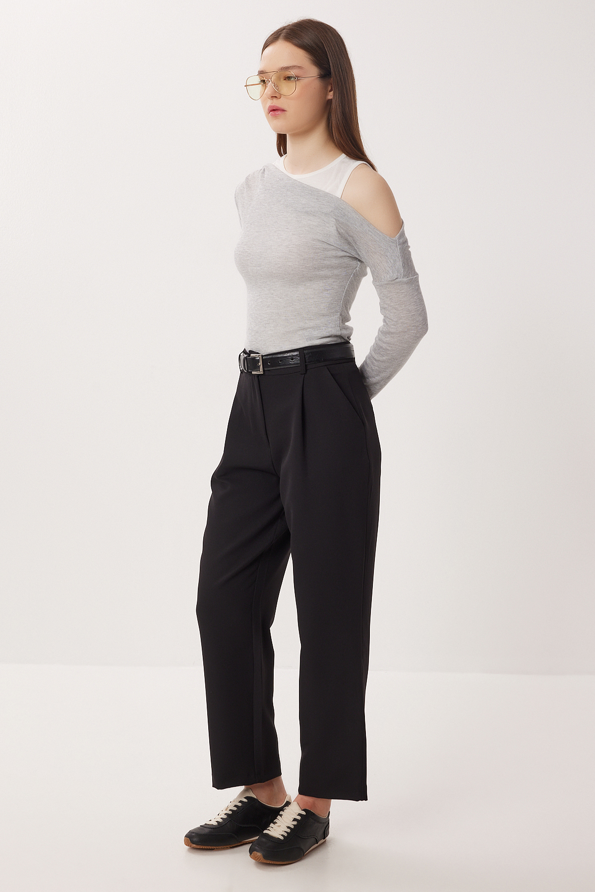 High Waist Woven Pants LZV0058 BLACK