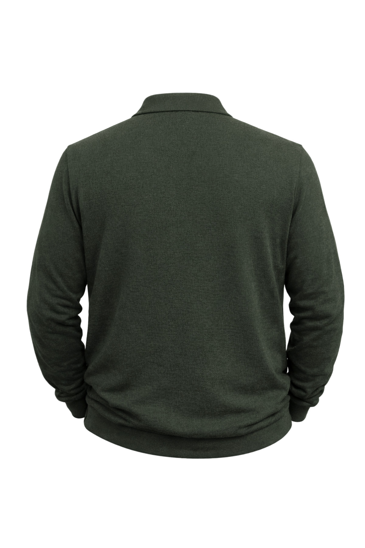 BattalModa Erkek Büyük Beden Haki Polo Yaka Çizgili Fermuarlı Triko Kazak 3XL-4XL-5XL-6XL görsel 5
