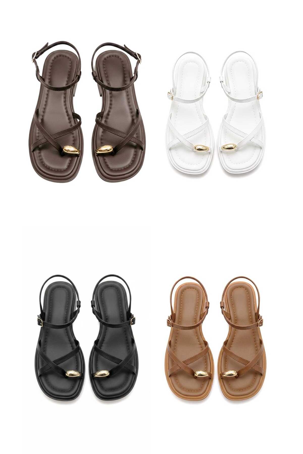 McDark  Kadın Siyah Yüzük Parmak Eva Yumşak Taban Dikişli Tokalı Sandalet - Görsel 6