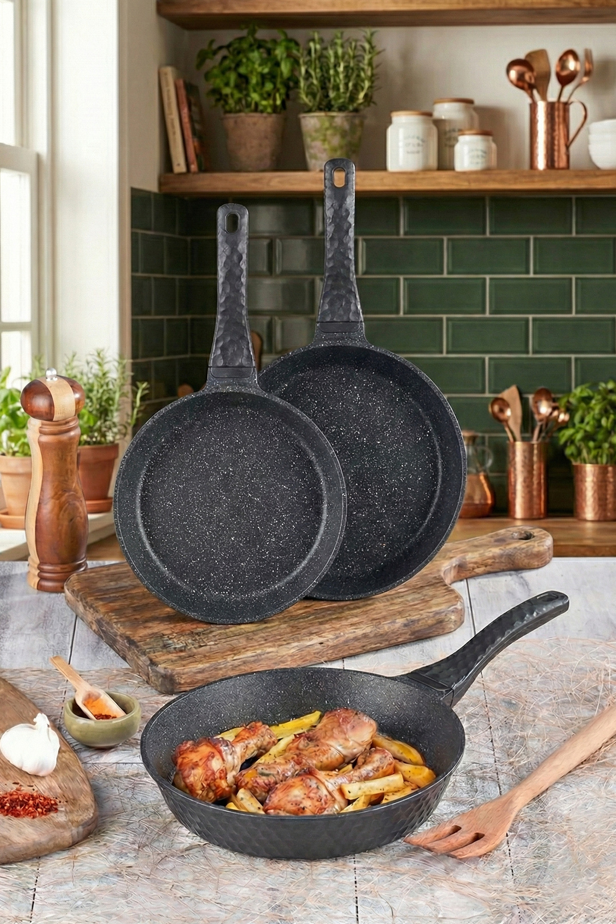 Cast Fireproof Non-Stick 3-Piece Pan Set (20-24-28 cm)
