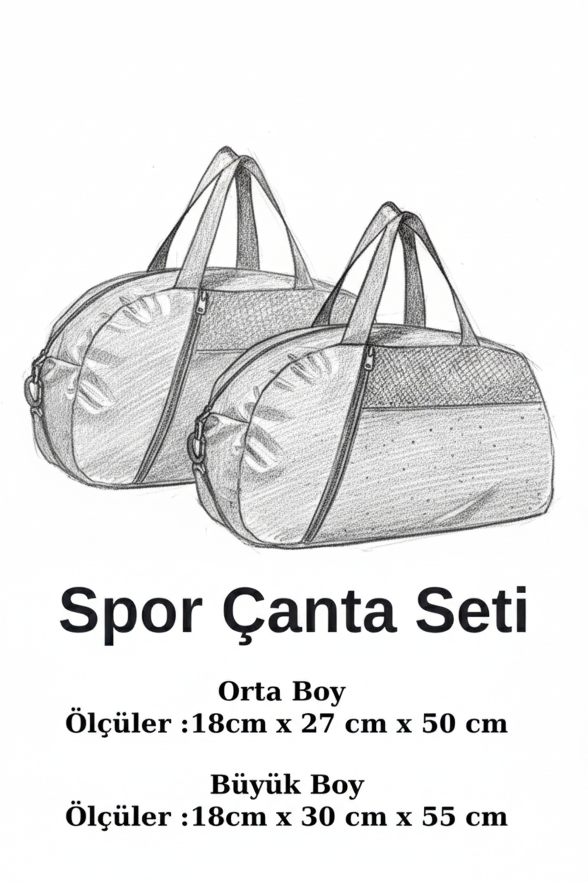 KAFF  2'li Siyah Önü Cepli Ayarlanabilir Omuz Askılı El Seyahat Spor Çantası - Görsel 3