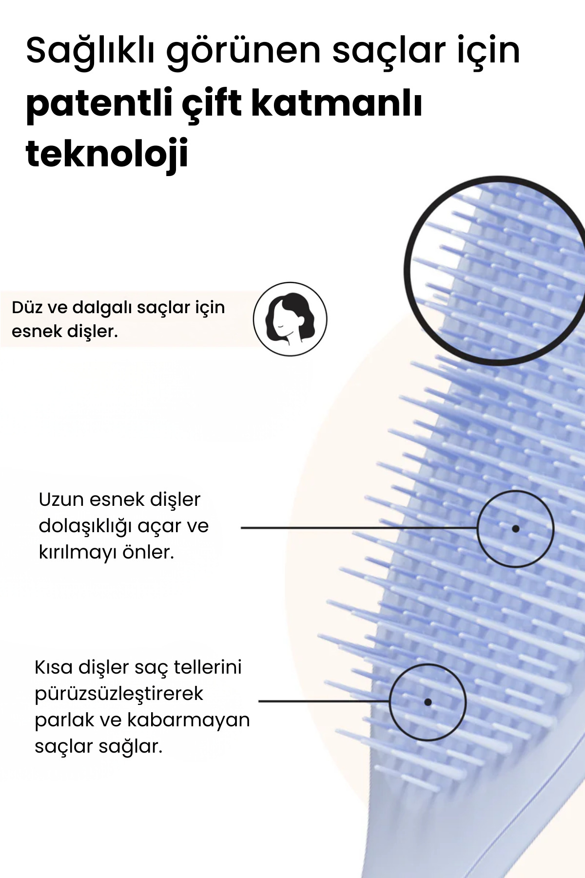 The Ultimate Detangler Digital Lavender Eletriklenme Önleyici Mini Boy Tarak(Düz - Kıvırcık Saçlar) — بنفش 142 — تصویر 3 از 6
