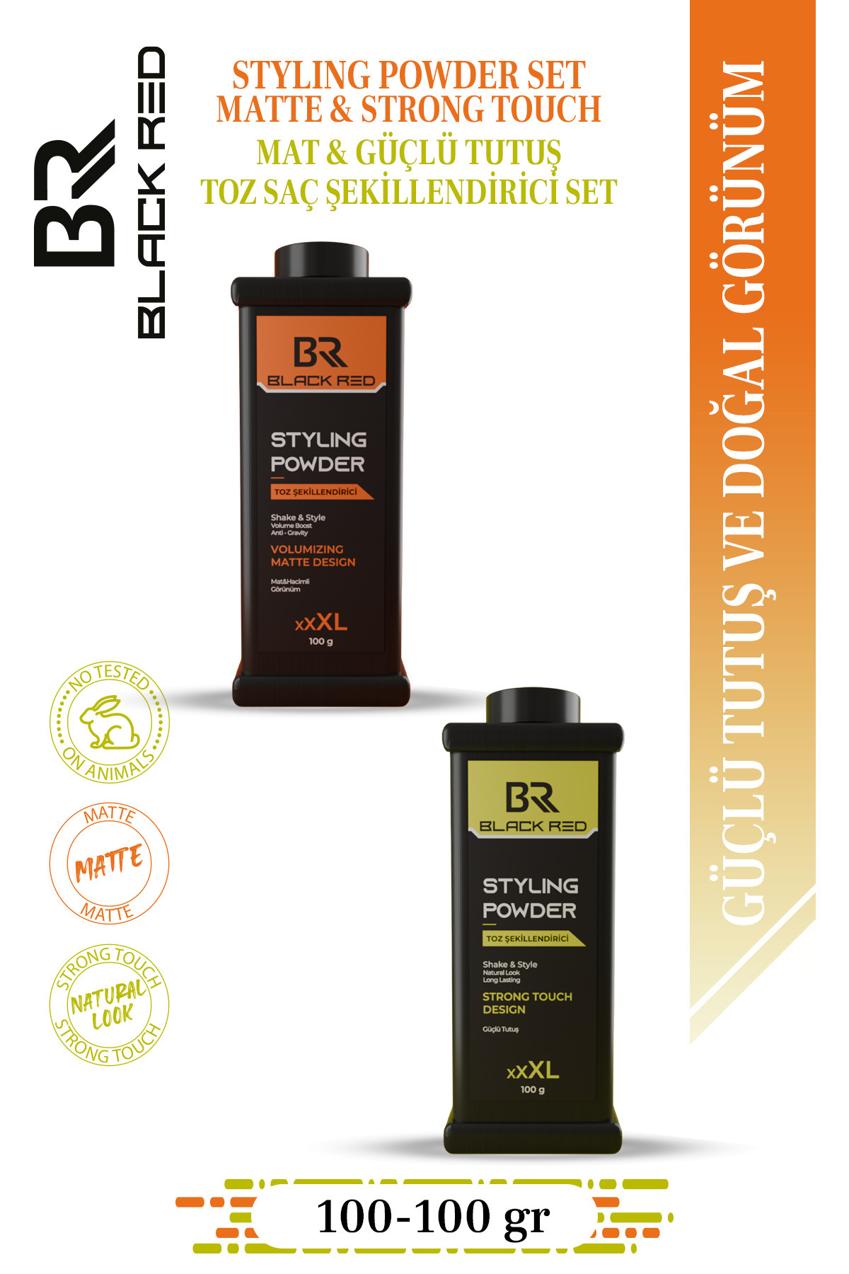 Black Red Saç Şekillendirici Toz Wax 100g - Matte & Strong Toz Wax İkili Set — BR152.01.065859