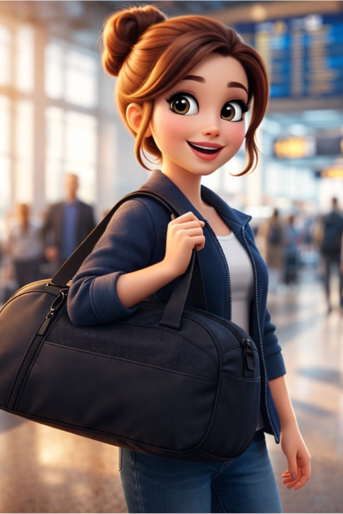 KAFF  2'li Siyah Önü Cepli Ayarlanabilir Omuz Askılı El Seyahat Spor Çantası - Görsel 4