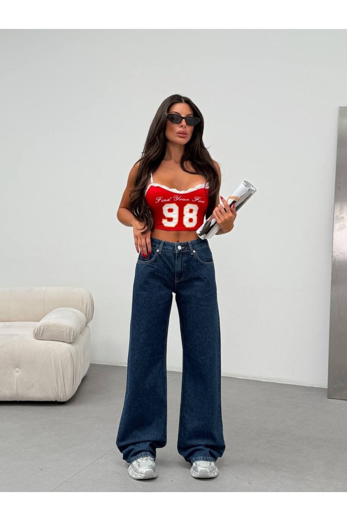 High Waist Wide Leg 100% Cotton Women's Jean Pants – Wide Leg Denim