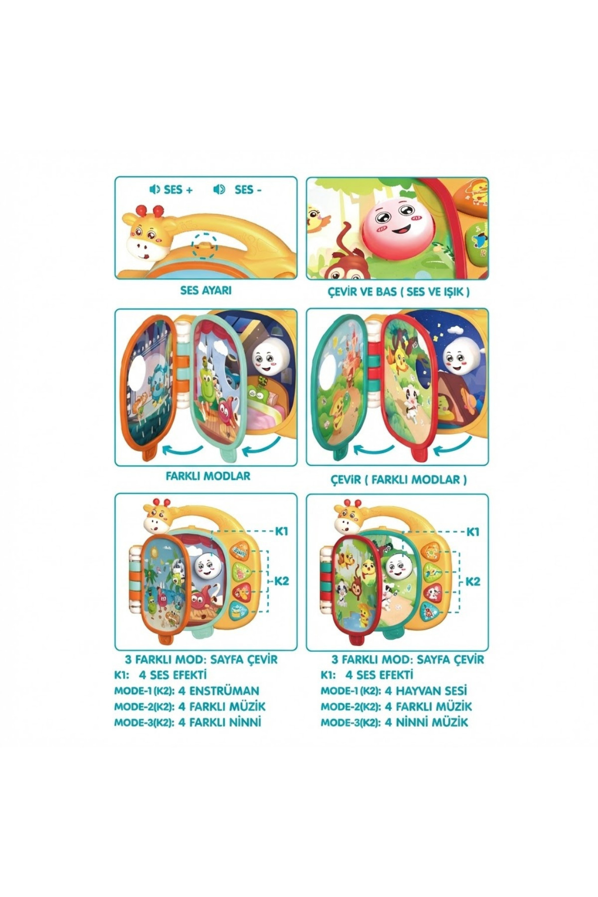 craftivio Zürafa Kitap Eğitici Müzikli Sesli Ve Işıklı İnteraktif Bebek Oyuncağı (+12 Ay) fotoğrafı 5 (önizleme)