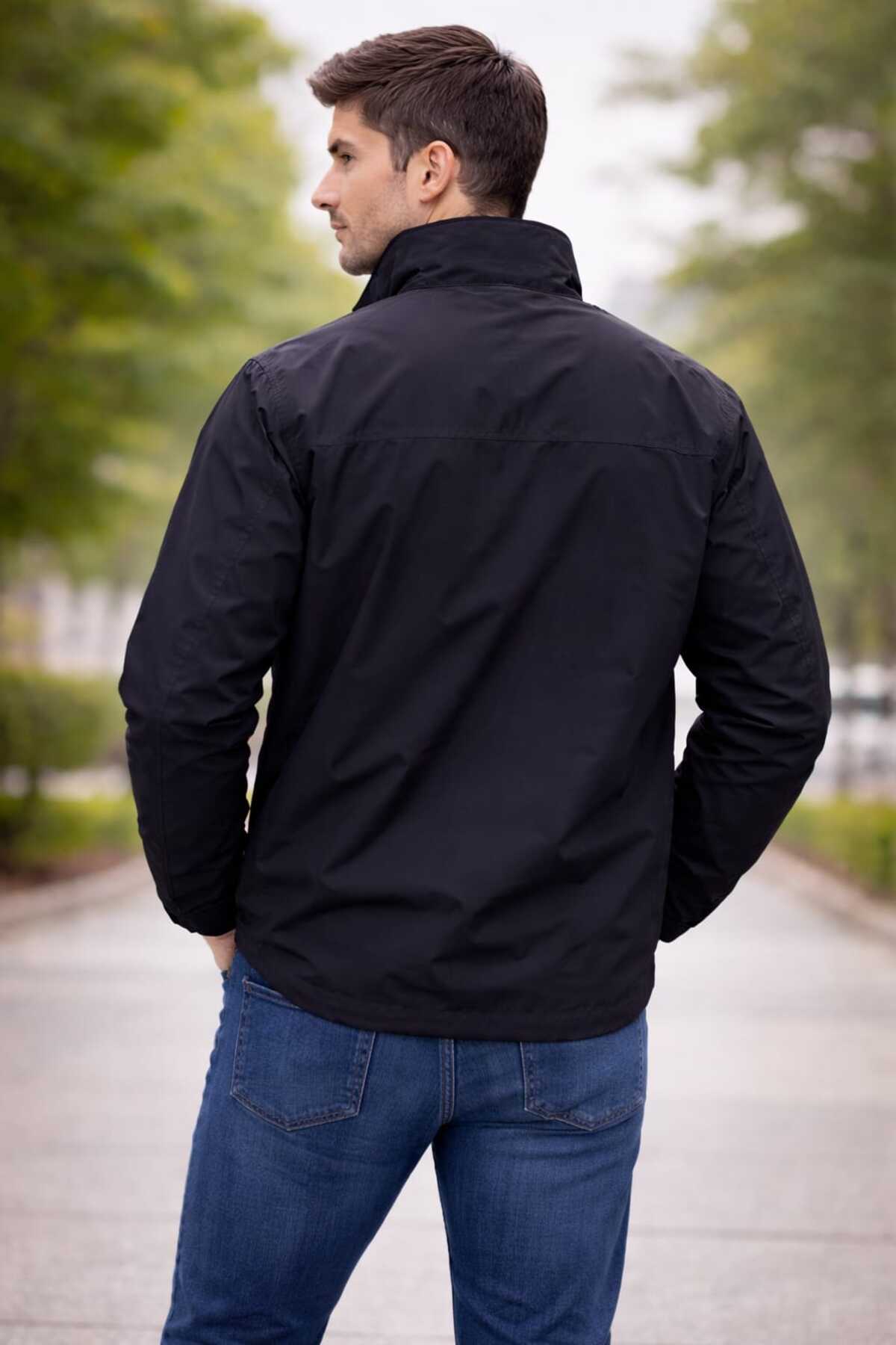 Sınwear  Erkek Baharlık Su ve Rüzgar Geçirmez Mont Dik Yaka Mevsimlik Fermuarlı Spor Outdoor Ceket - Görsel 6