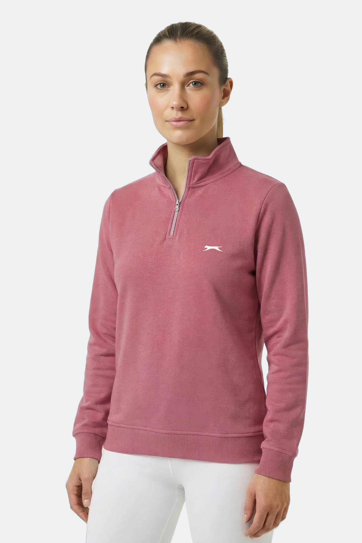 Slazenger MAXIS I Kadın Dik Yaka Fermuarlı Pembe Sweatshırt görsel 5