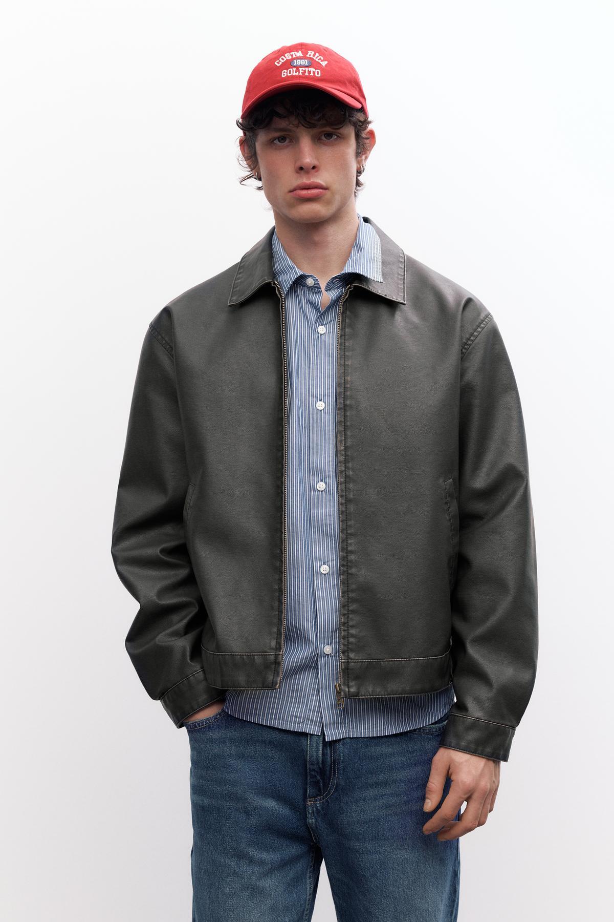 Pull & Bear  Yıkanmış suni deri ceket - Görsel 2