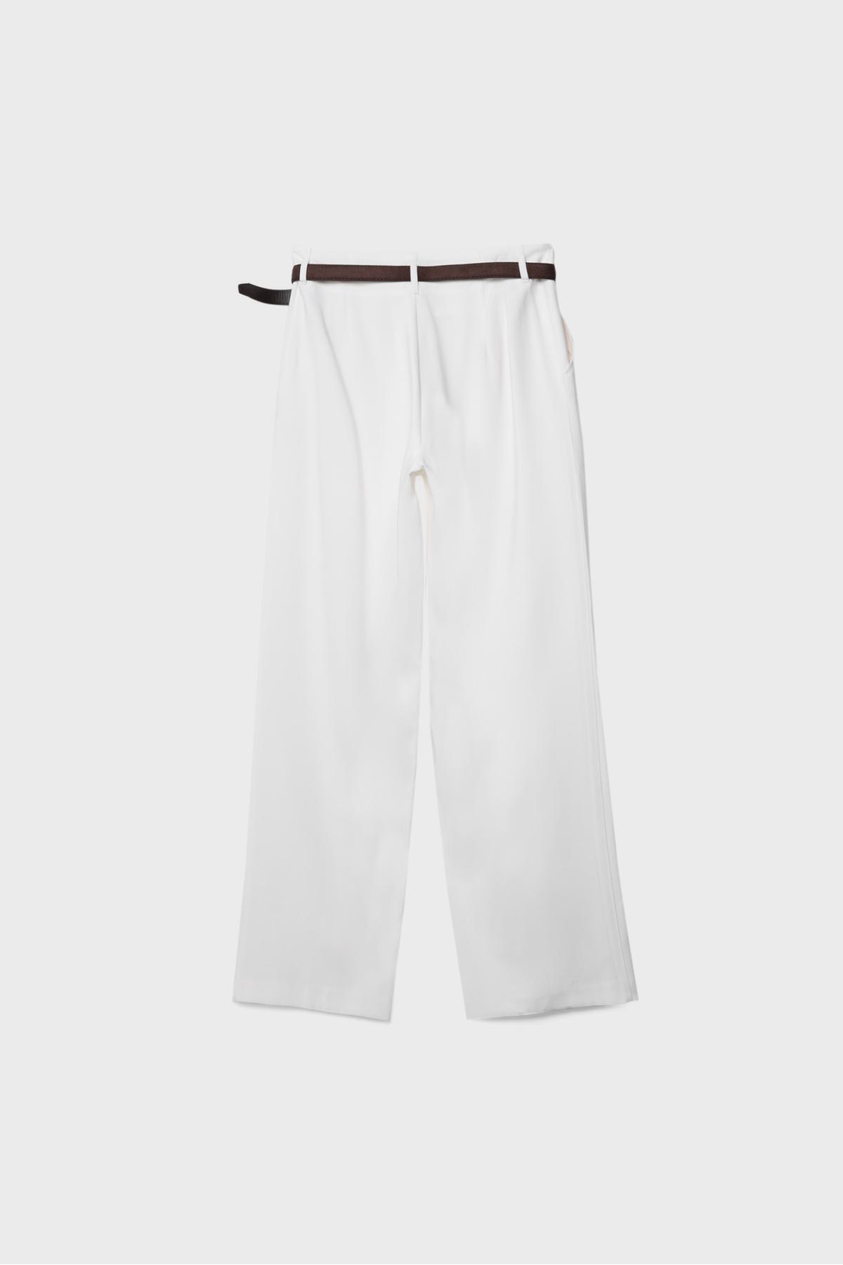 Stradivarius  Kemerli dökümlü düz kesim pantolon - Görsel 7