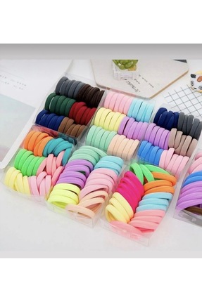 ADR Kadın 100’lü Renkli Saç Lastik Toka Setİ